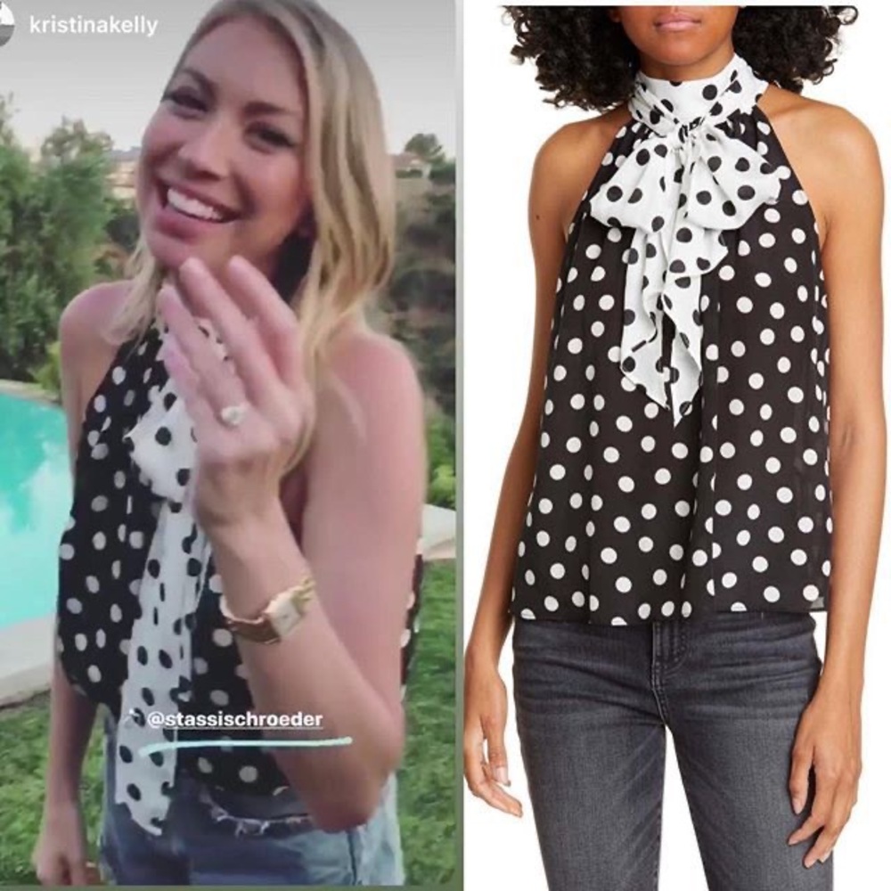 Polka Dot Halter Top - Black and White